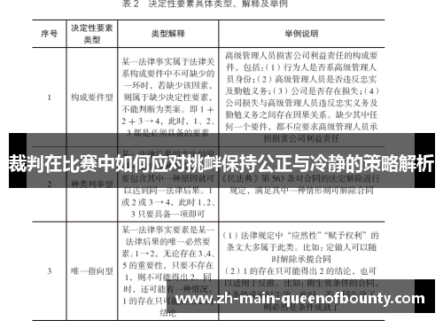 裁判在比赛中如何应对挑衅保持公正与冷静的策略解析