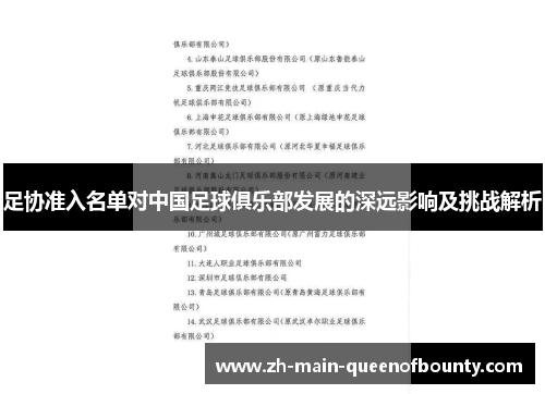 足协准入名单对中国足球俱乐部发展的深远影响及挑战解析